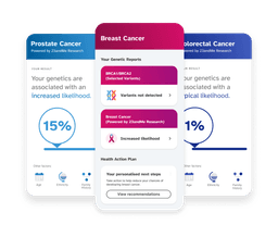 Sample reports including Prostate Cancer, Breast Cancer, Colorectal Cancer.