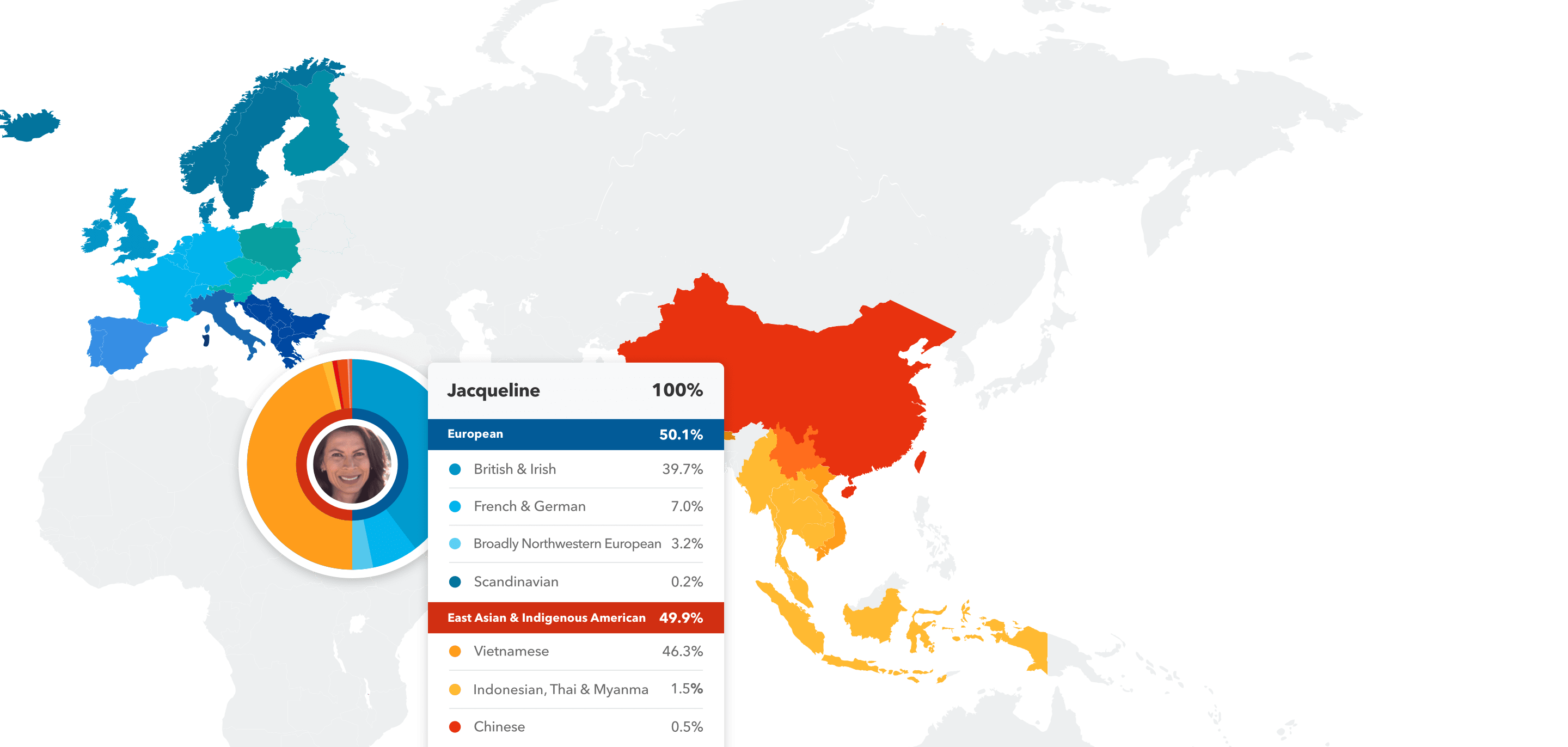 ancestry map showing breakdown by region