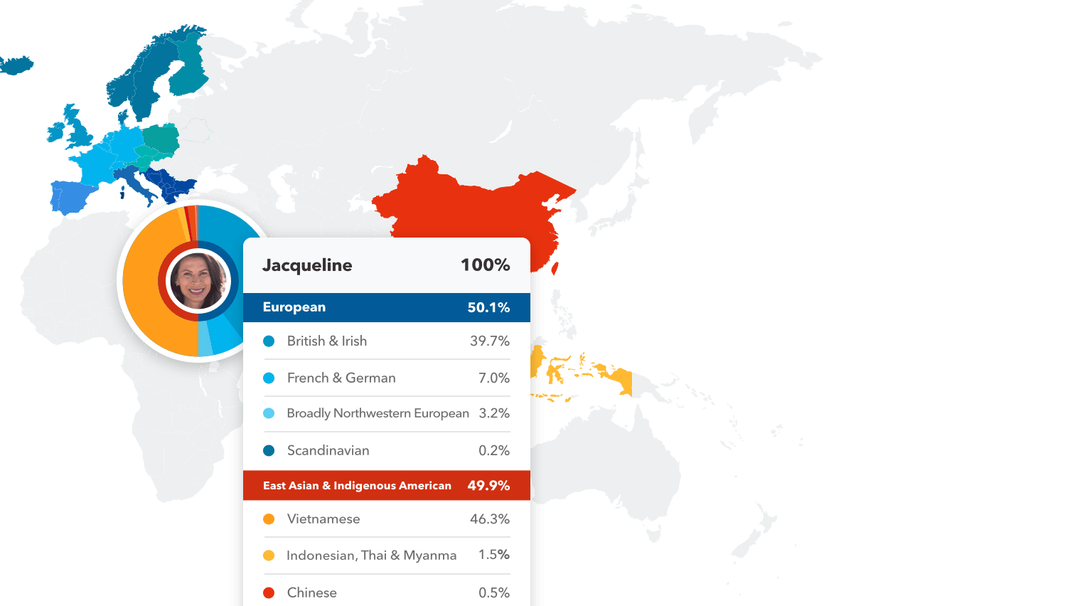ancestry map showing breakdown by region