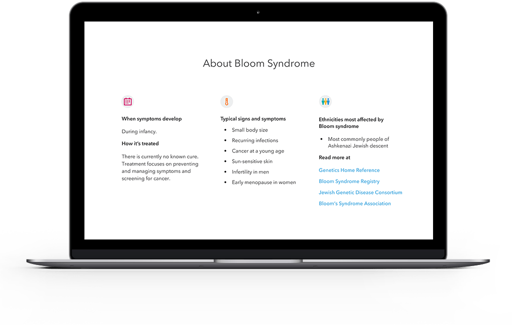 information and resources about Bloom Syndrome